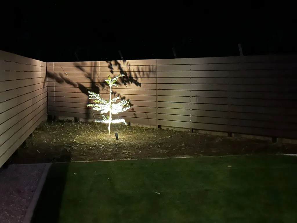 植栽を引き立てるライトアップ。